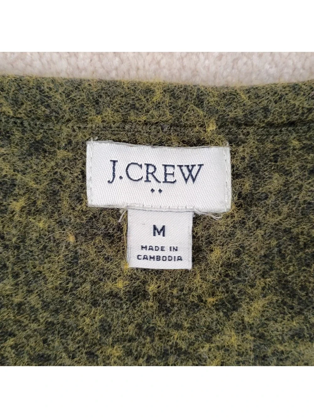 J.Crew Sweater Women Green V-Neck Marled Wool Blend Textured Long Sleeve M
